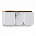 Wall-mounted storage cabinet with white finish and oak wood top 60 x 30 x 20cm