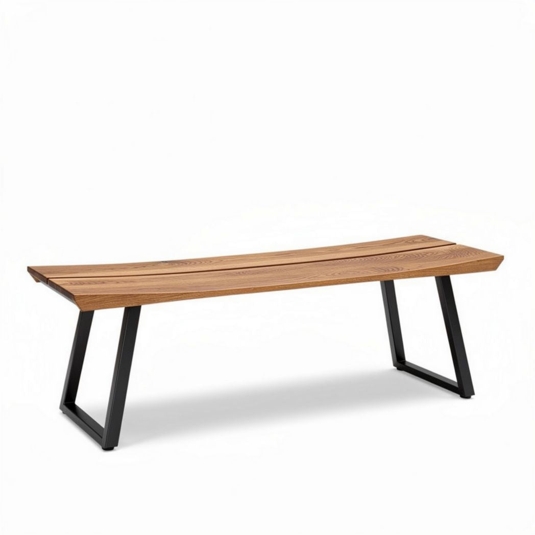 Wooden coffee table with black metal legs 120 x 40 x 45cm