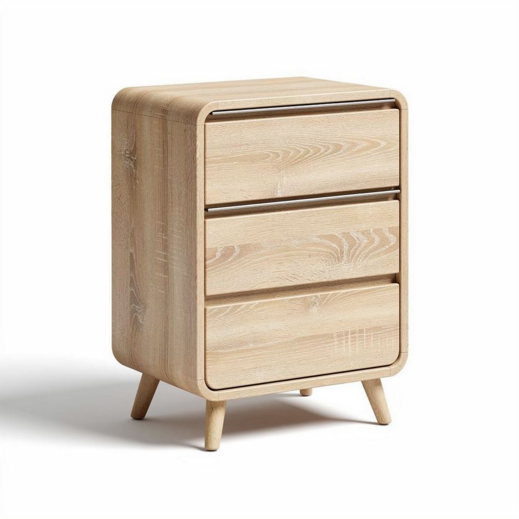 Wooden nightstand with two drawers and minimalist design 45 x 40 x 60cm