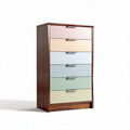 Wooden chest of drawers with six pastel colored drawers 60 x 40 x 100cm