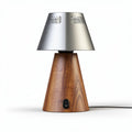 Wood and metal table lamp with perforated shade and switch 30 x 20 x 40cm