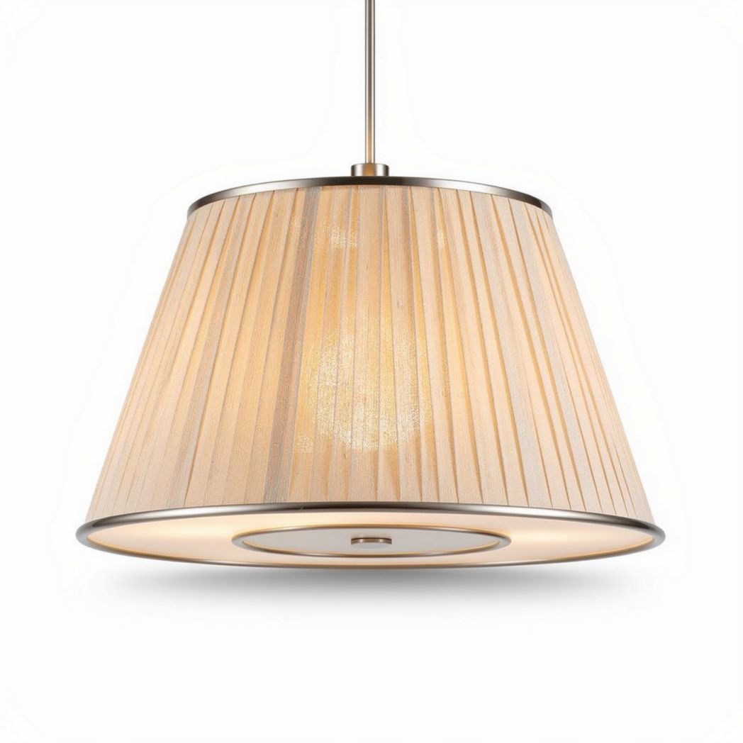 Fabric pendant light with a pleated shade and metallic accents 30 x 30 x 25cm