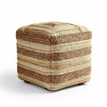 Woven straw pouf ottoman for indoor and outdoor seating 40 x 40 x 40cm