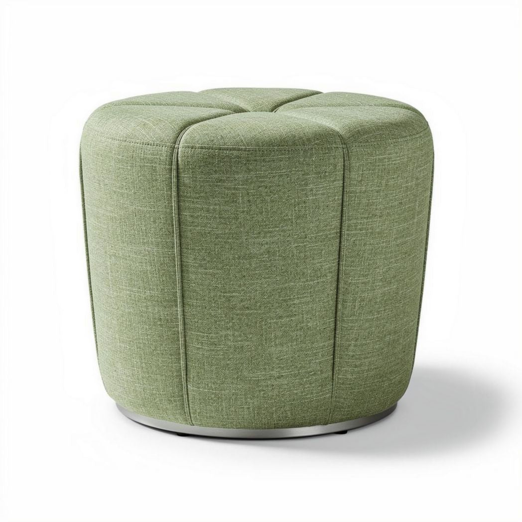 Green upholstered storage ottoman with metal base 40 x 40 x 45cm