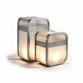 Metallic table lamp set with perforated accents 15 x 15 x 25cm for home decor