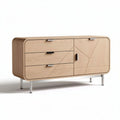 Natural wood sideboard with three drawers and one cabinet door 120 x 40 x 75cm